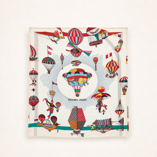 Hermès Vintage Les Folies du Ciel Cotton Large Shawl – Diorella vintage product cover