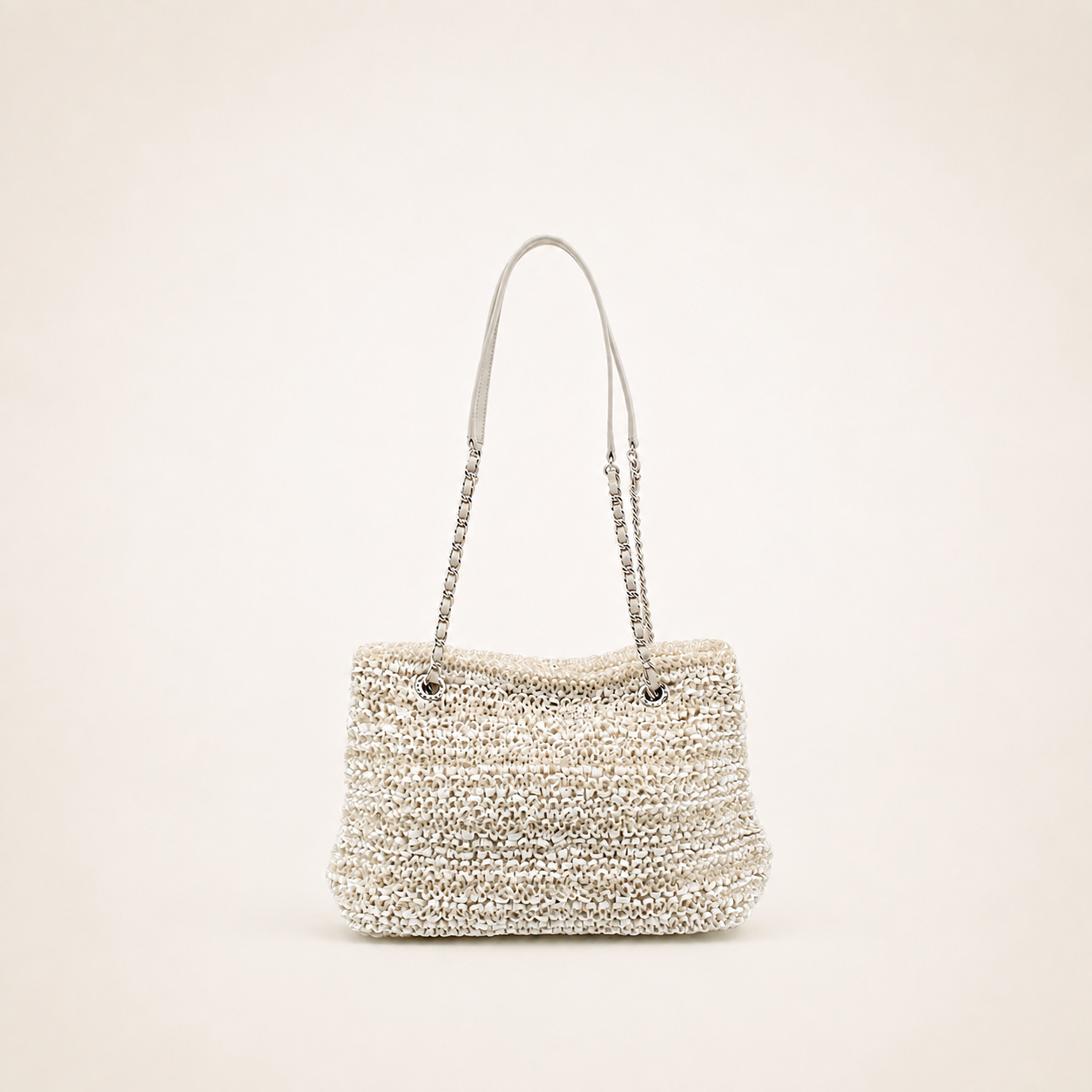 ANTEPRIMA vintage ivory woven chain shoulder handbag, front view