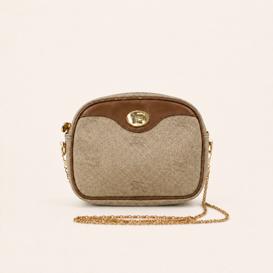 Burberry Vintage Equestrian Knight Monogram Chain Shoulder Bag – vintage designer bag front cover