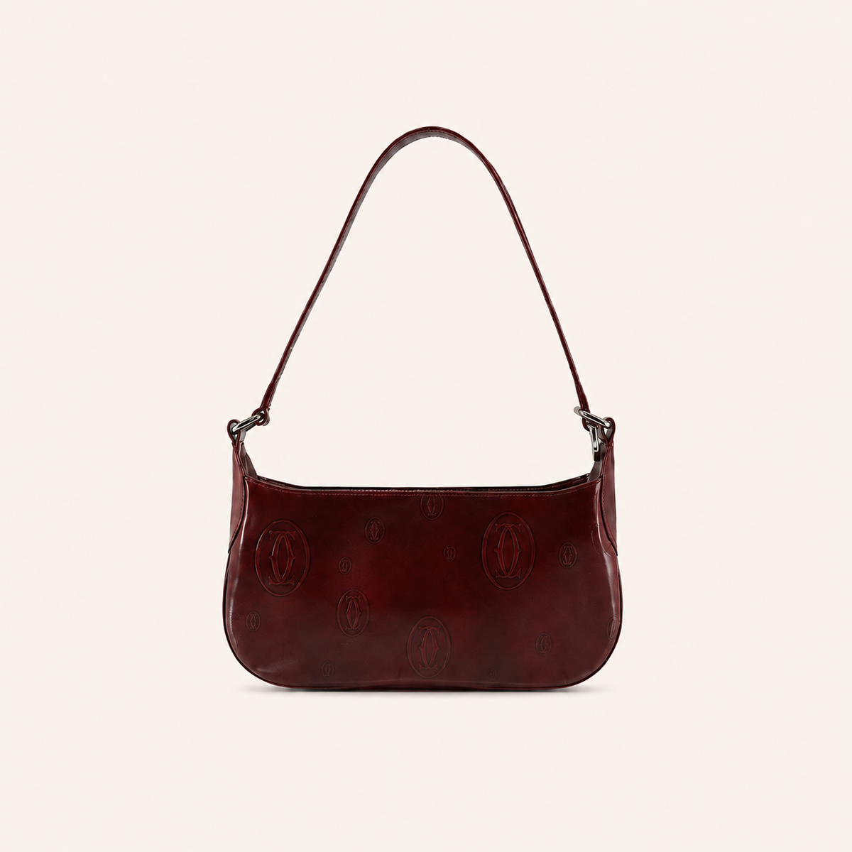 Cartier Vintage Happy Birthday Bordeaux Leather Shoulder Bag – vintage designer bag front cover