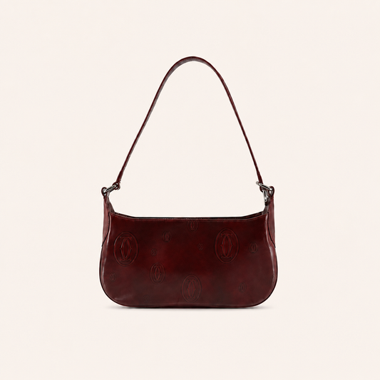 Cartier Vintage Happy Birthday Bordeaux Leather Shoulder Bag – vintage designer bag front cover