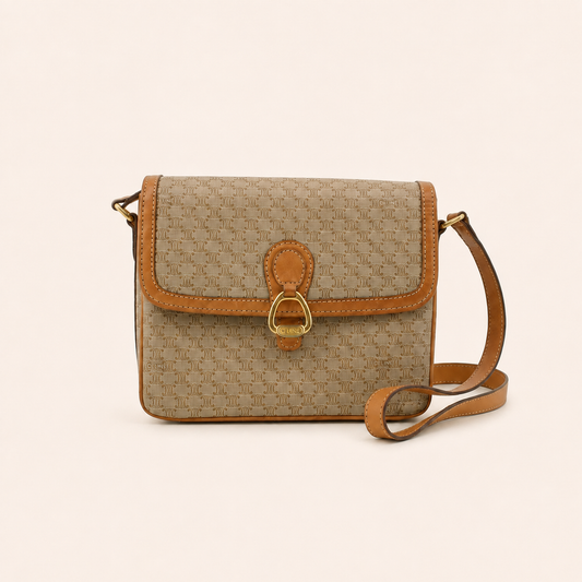 Celine Vintage Macadam Canvas Flap Shoulder Bag – vintage designer bag front cover