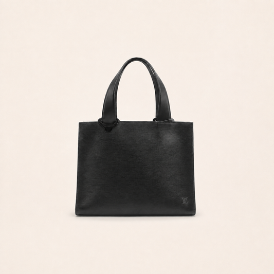 Louis Vuitton Vintage Epi Gémeaux Black Leather Tote Bag – vintage designer bag front cover