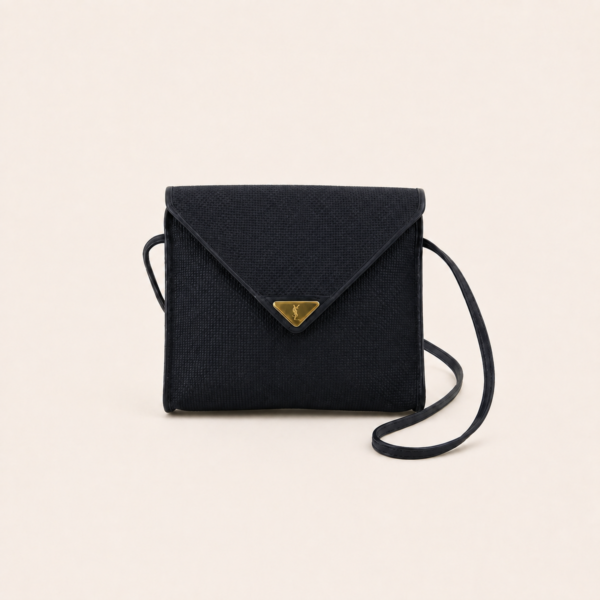 Yves Saint Laurent Vintage Navy Woven Envelope Shoulder Bag – vintage designer bag front cover