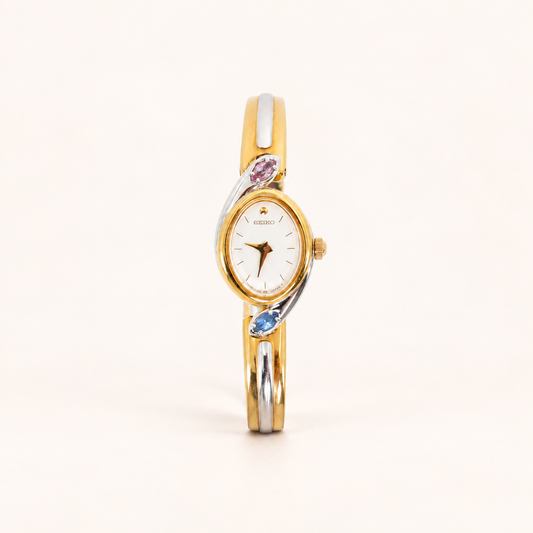 Seiko Vintage Gemstone Two Tone Bangle Watch – Diorella vintage product cover