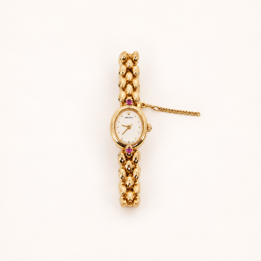 Seiko Vintage Oval Dial Amethyst Stone Golden Watch – Diorella vintage product cover