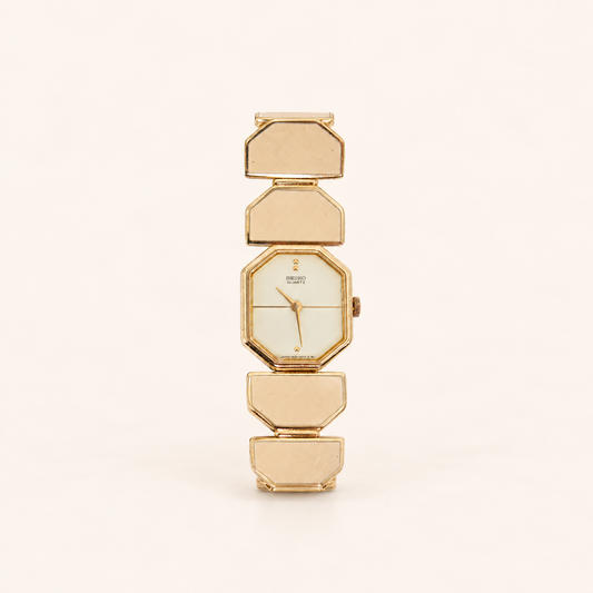 Seiko Vintage Octagon Dial Ivory Enamel Golden Watch – Diorella vintage product cover