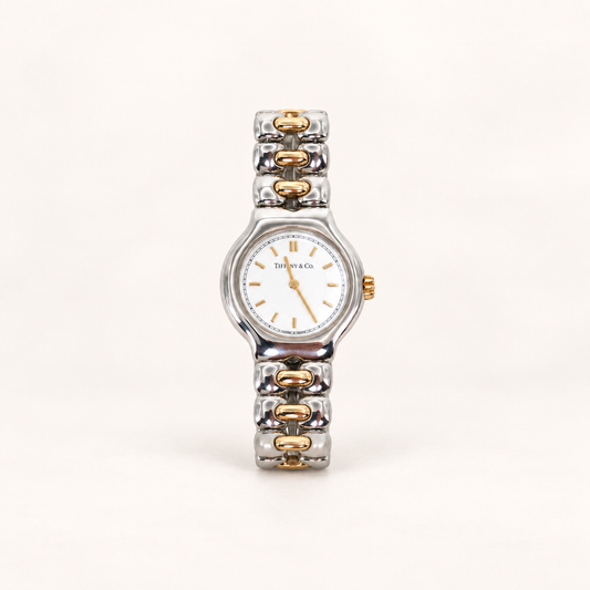 Tiffany & Co Vintage Round White Face 18K Gold and Stainless Steel Watch – Diorella vintage product cover