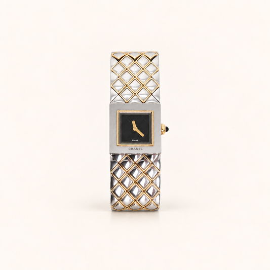 Chanel Vintage Matelasse 18K Gold & Stainless Steel Watch – Diorella vintage product cover