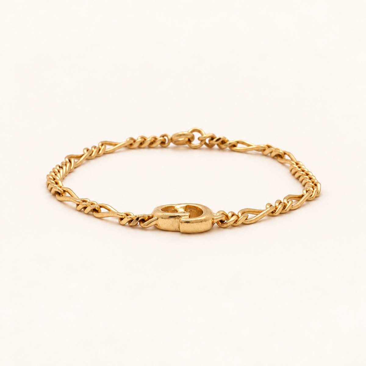 Christian Dior Vintage Oval CD Charm Gold-Tone Bracelet, 17.5cm
