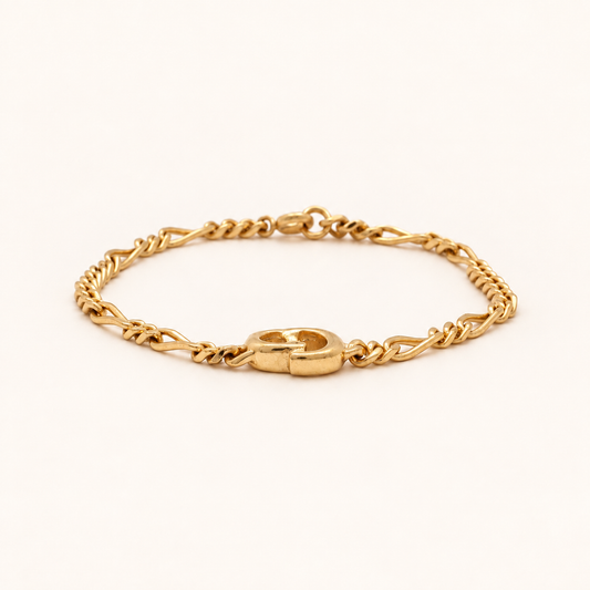 Christian Dior Vintage Oval CD Charm Gold-Tone Bracelet, 17.5cm