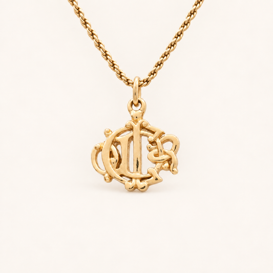 Christian Dior Vintage Ornate CD Monogram Gold-Tone Necklace, 44cm
