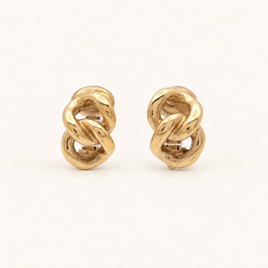 Christian Dior Vintage Twisted Knot Gold-Tone Clip-On Earrings