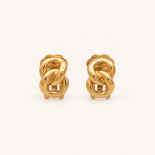 Christian Dior Vintage Twisted Knot Gold-Tone Clip-On Earrings