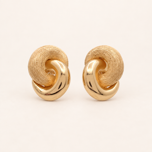 Christian Dior Vintage Twisted Half-Hoop Gold-Tone Clip-On Earrings