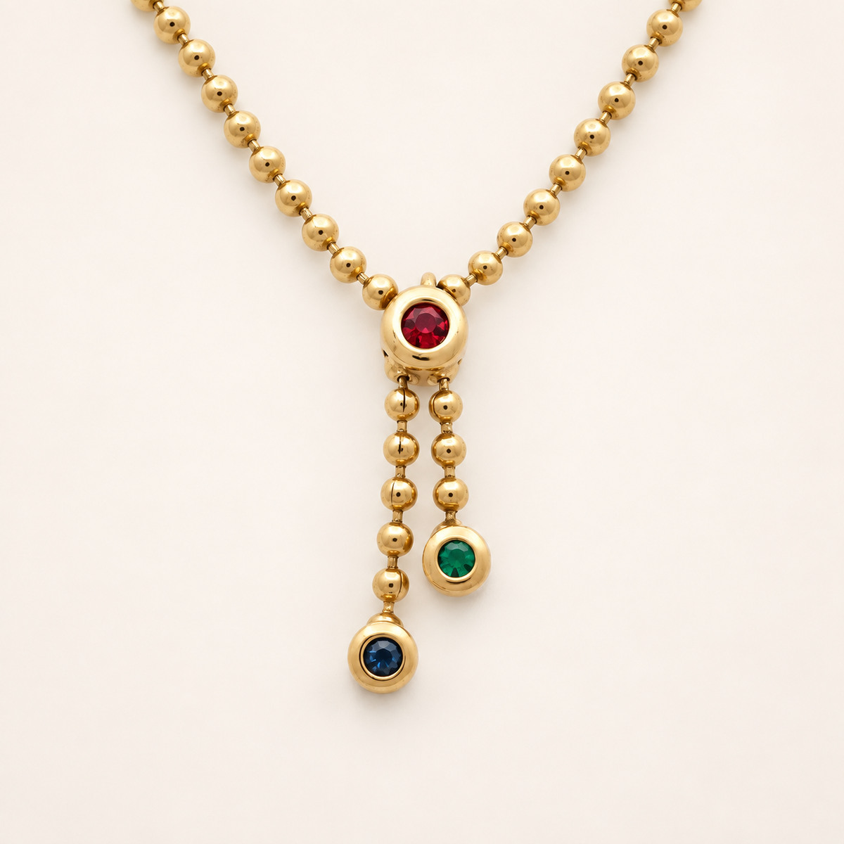 Christian Dior Vintage Multicolour Stone Drop Gold-Tone Necklace, 42cm