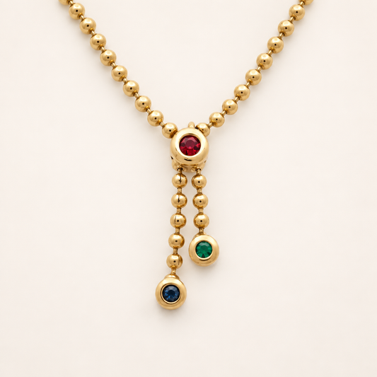 Christian Dior Vintage Multicolour Stone Drop Gold-Tone Necklace, 42cm