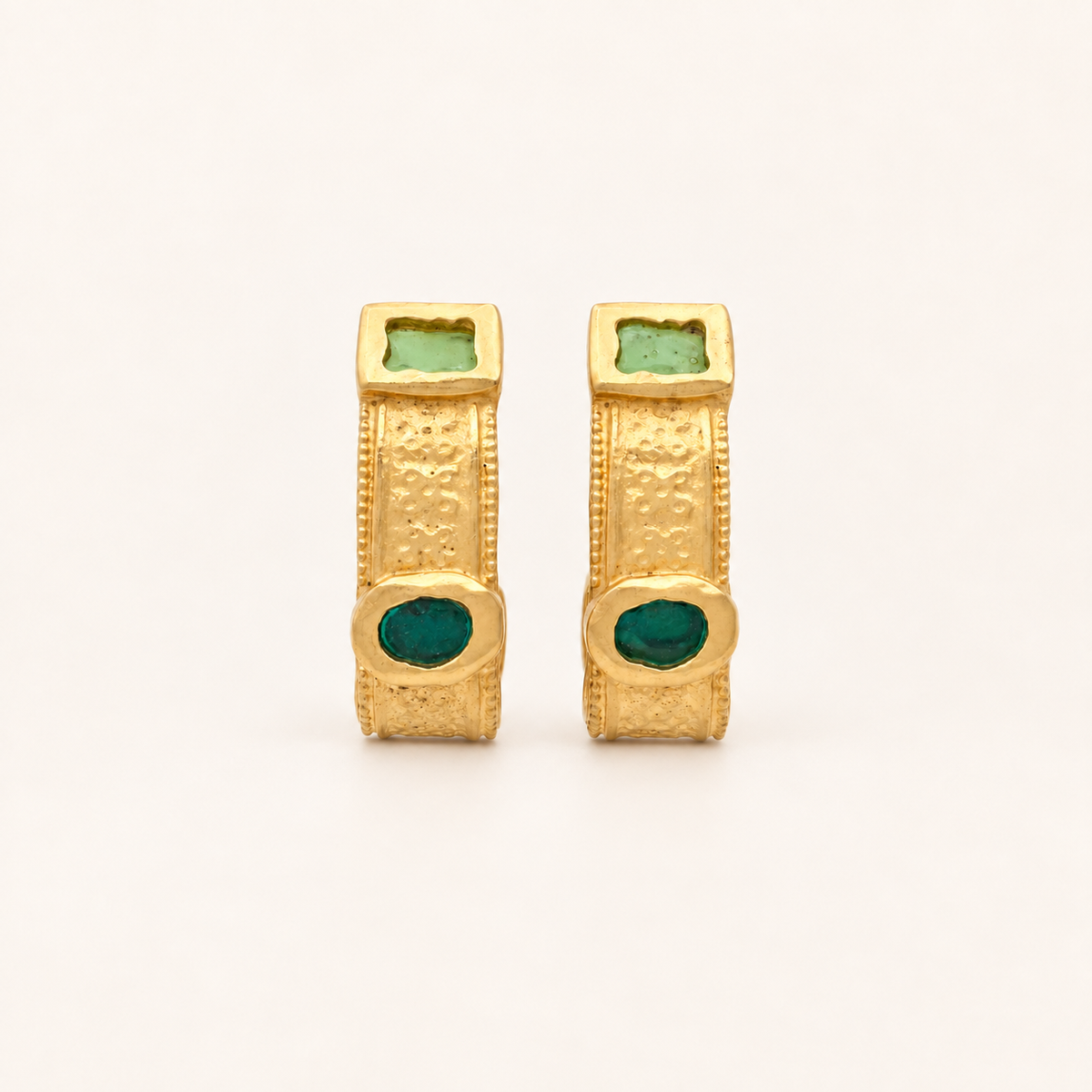 Ferragamo Vintage Green Enamel Gold-Tone Clip-On Earrings