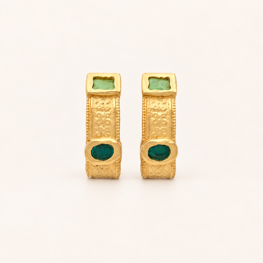 Ferragamo Vintage Green Enamel Gold-Tone Clip-On Earrings