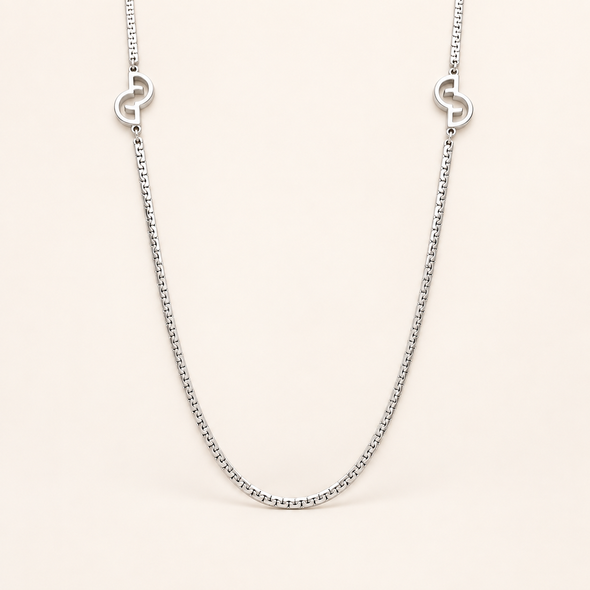 Givenchy Vintage Silver-Tone Chain Necklace with S-Shaped Details