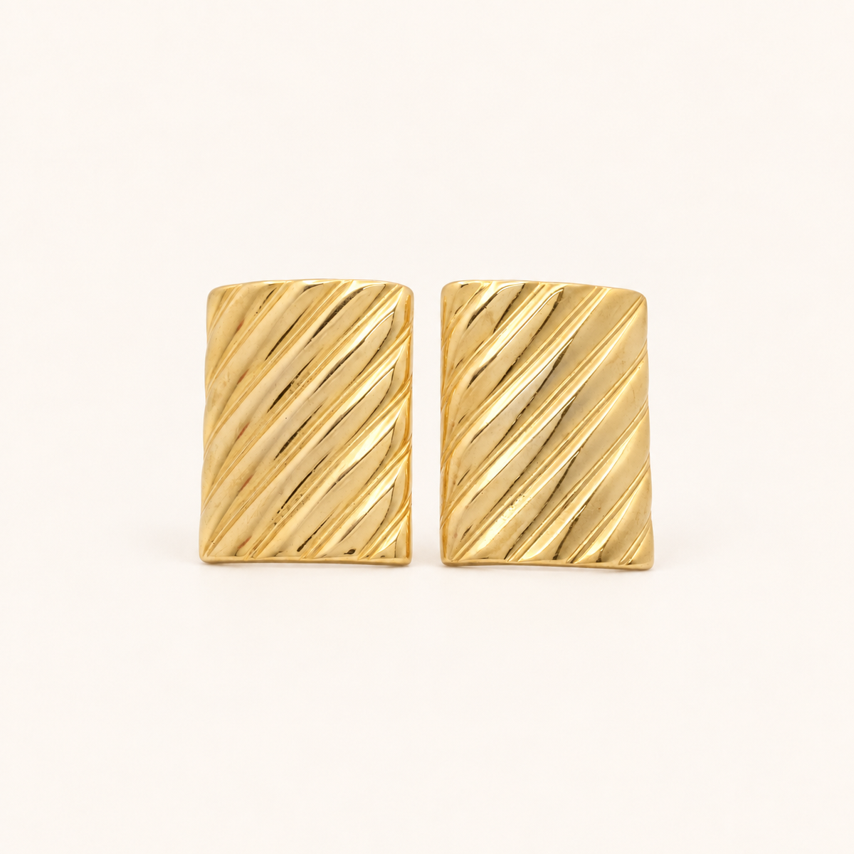 Givenchy Vintage Diagonal Rib Gold-Tone Clip-On Earrings