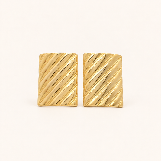 Givenchy Vintage Diagonal Rib Gold-Tone Clip-On Earrings