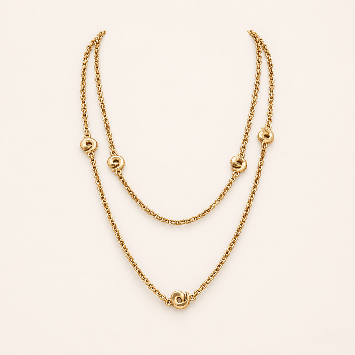 Givenchy Vintage Layered Gold-Tone Long Necklace, 110cm