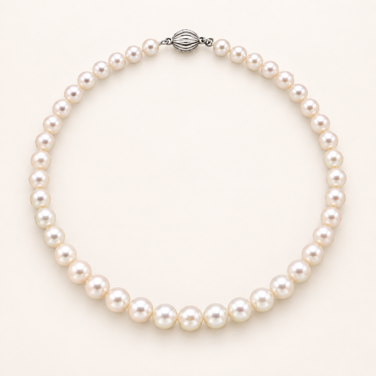 No Brand Vintage Akoya Pearl Necklace with Silver Clasp, 6.0–6.5mm, 42cm