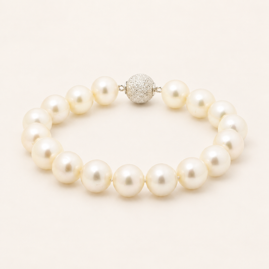 No Brand Vintage Pearl Bracelet with Silver Clasp, 9.3–10.2mm