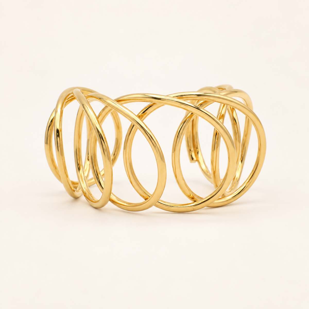 Loewe Vintage Sculptural Spiral Gold-Tone Cuff Bracelet, 22cm