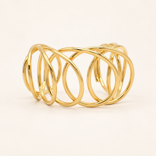 Loewe Vintage Sculptural Spiral Gold-Tone Cuff Bracelet, 22cm