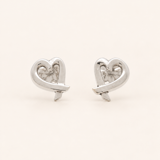 Tiffany & Co. Vintage Loving Heart 925 Sterling Silver Earrings
