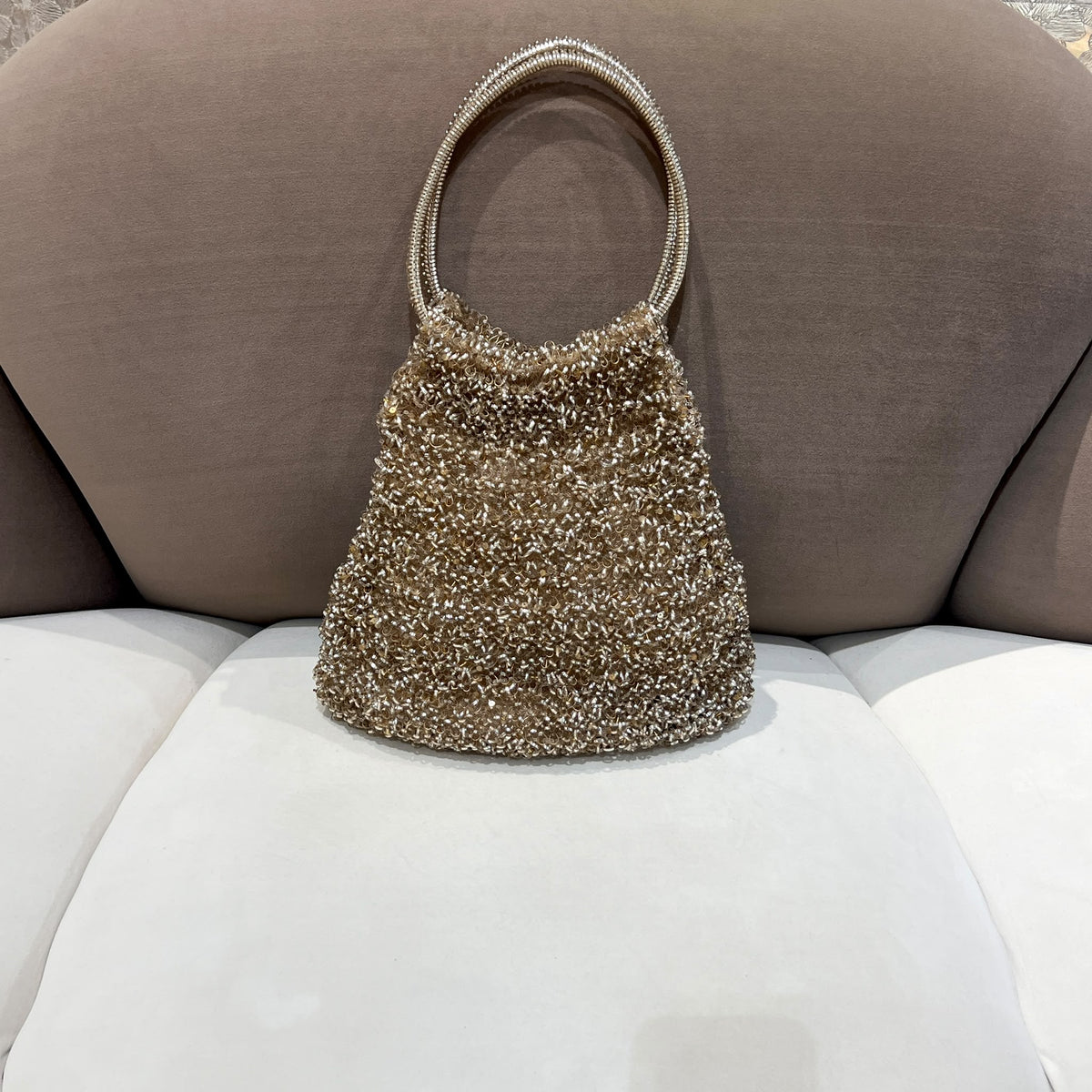 Anteprima Beige & Silver Wire Tote Bag — front