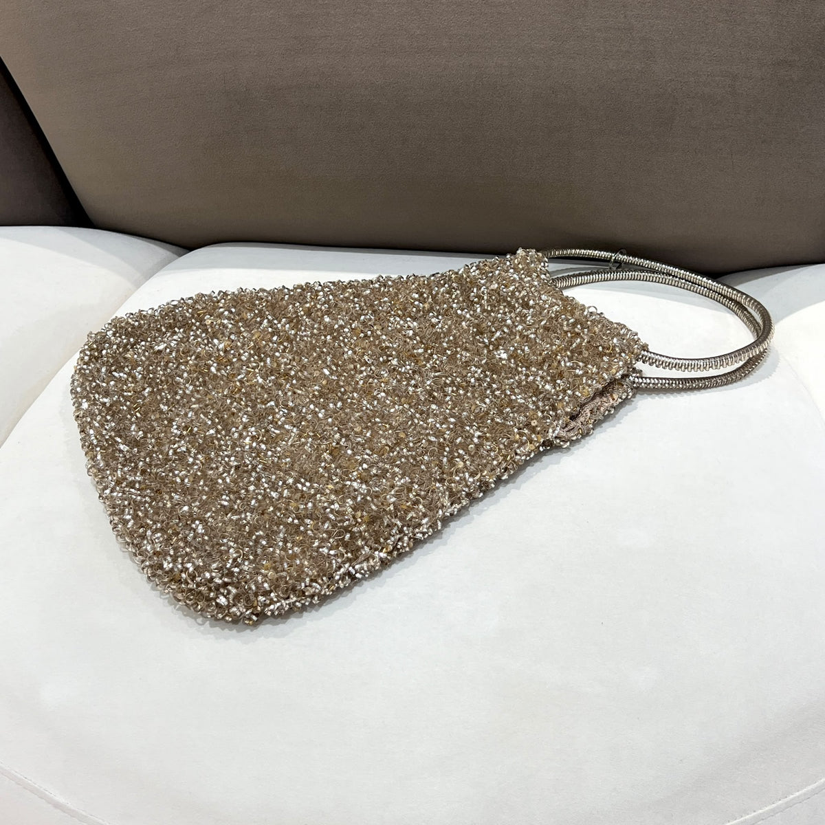 Anteprima Beige & Silver Wire Tote Bag — laid-flat reverse