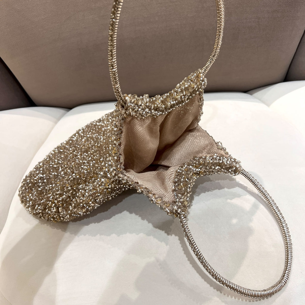 Anteprima Beige & Silver Wire Tote Bag — interior lining