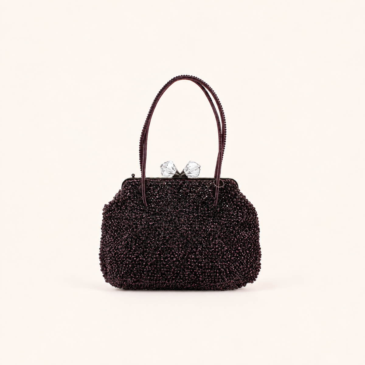 Anteprima Dark Purple Wire Frame Shoulder Bag with Clear Clasp, front view