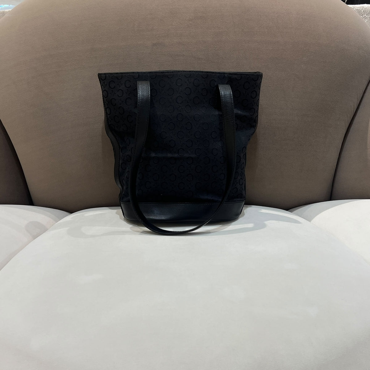 Celine Black C Macadam Canvas and Leather Tote Bag — back