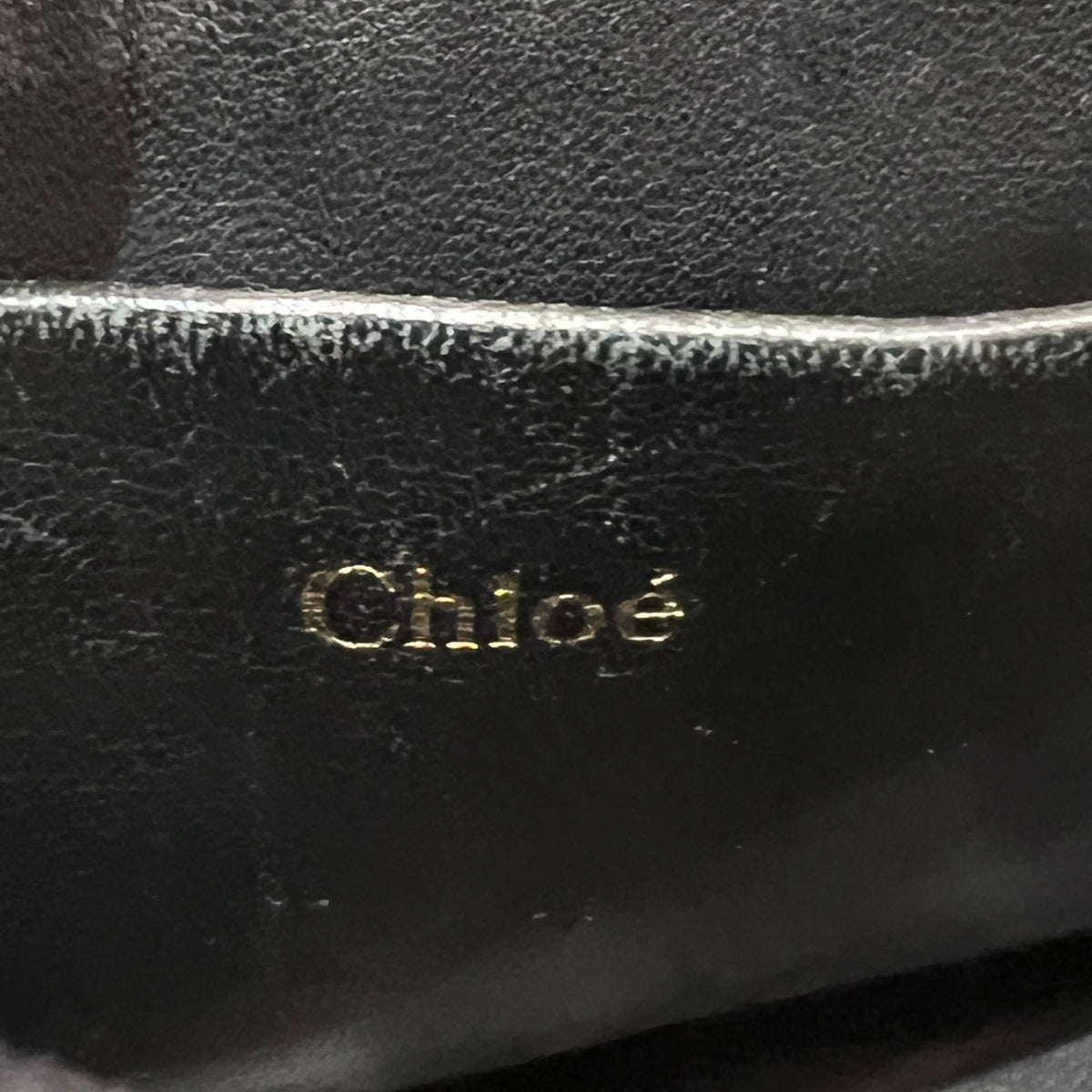 Chloe Sally Dark Purple Python and Black Shoulder Bag — interior brand stamp