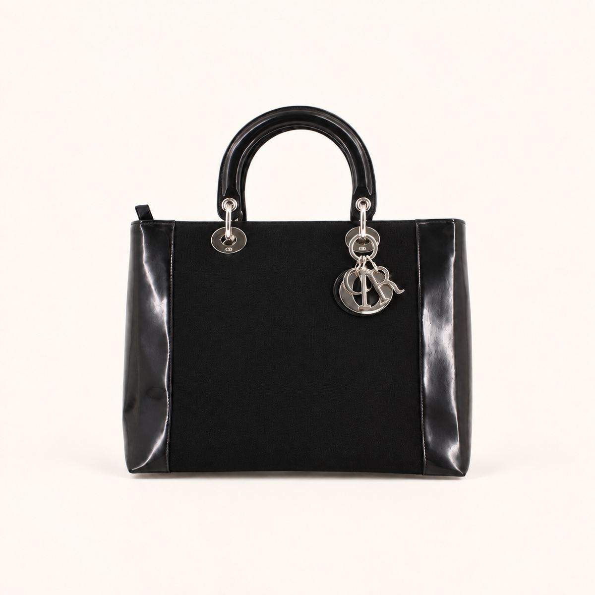 Christian Dior Black Diorissimo Top Handle Handbag, front view