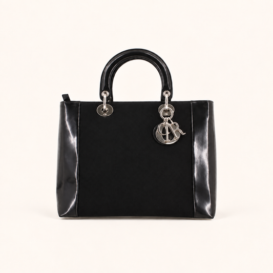 Christian Dior Black Diorissimo Top Handle Handbag, front view