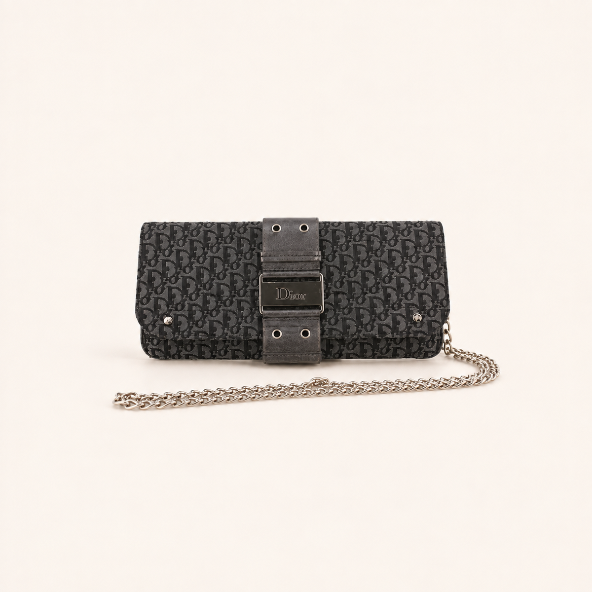Christian Dior Grey Trotter Monogram Flap Bag, front view