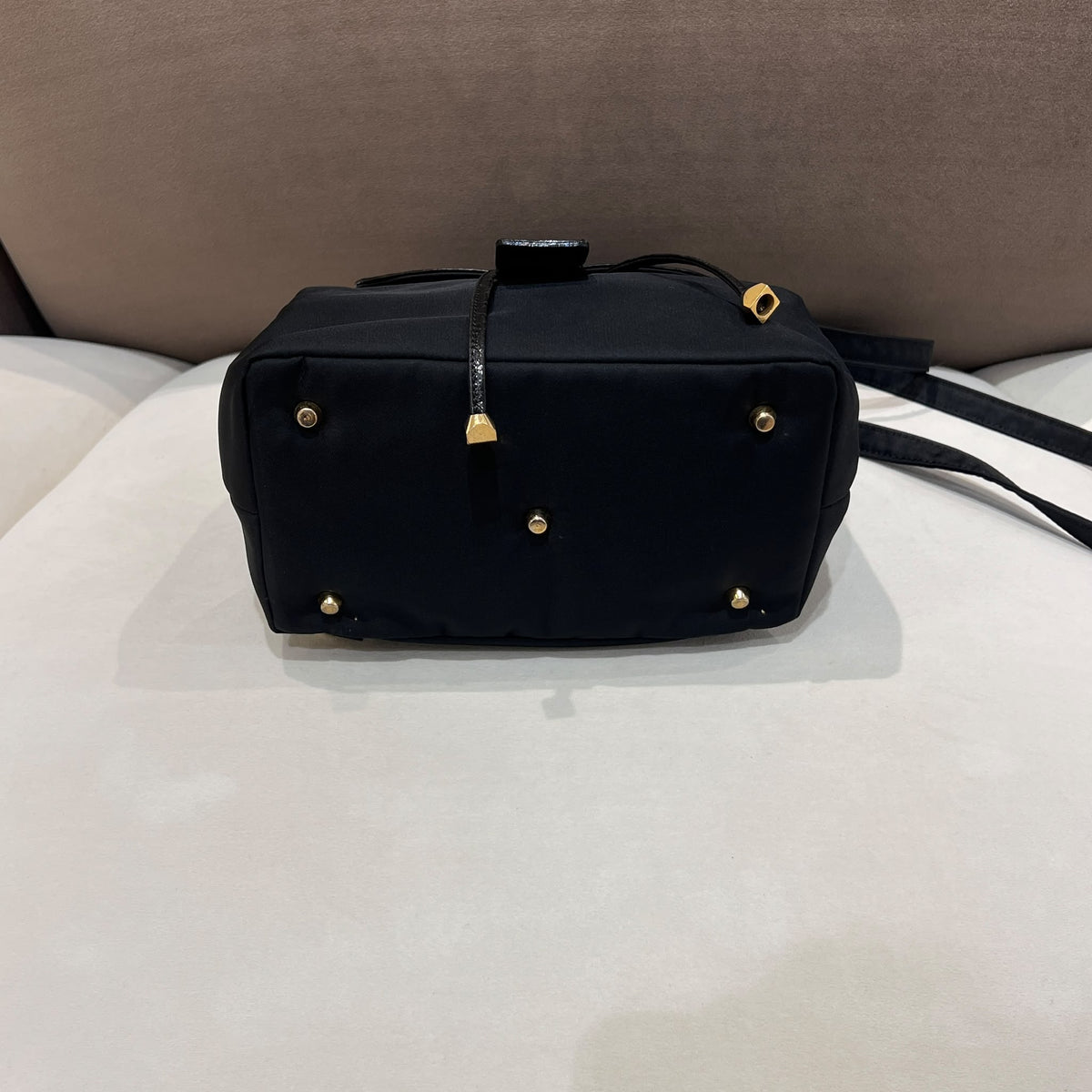 Versace Black Medusa Backpack with Croc-Effect Flap - base and protective feet