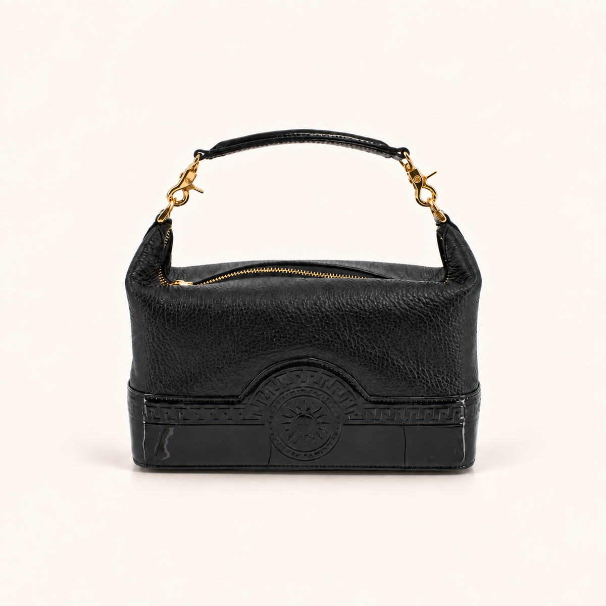 Versace Black Medusa Clutch Bag with Top Strap 24 cm, front view