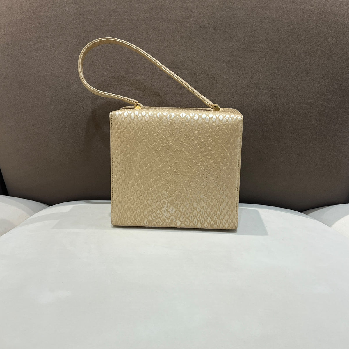 Versace Ivory Vanity Python Handbag with Gold-Tone Details — back