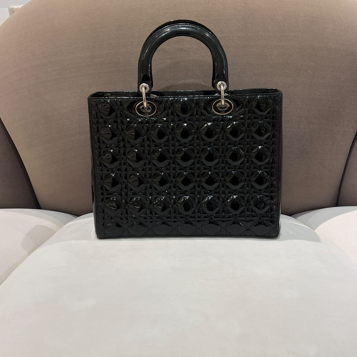 Christian Dior Lady Dior Black Cannage Large Bag - back view