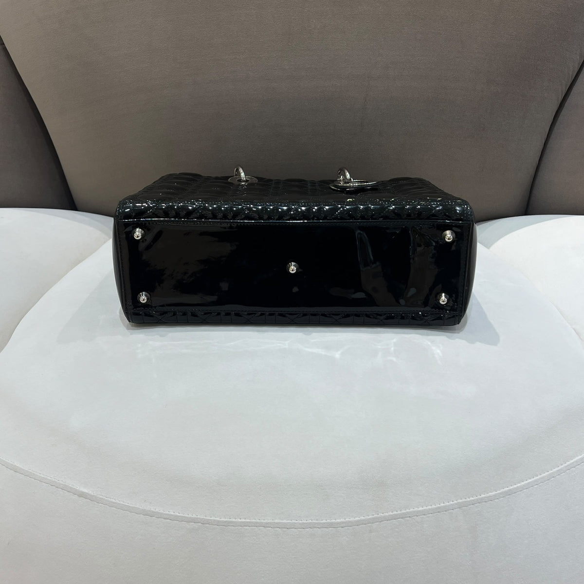 Christian Dior Lady Dior Black Cannage Large Bag - base and protective feet