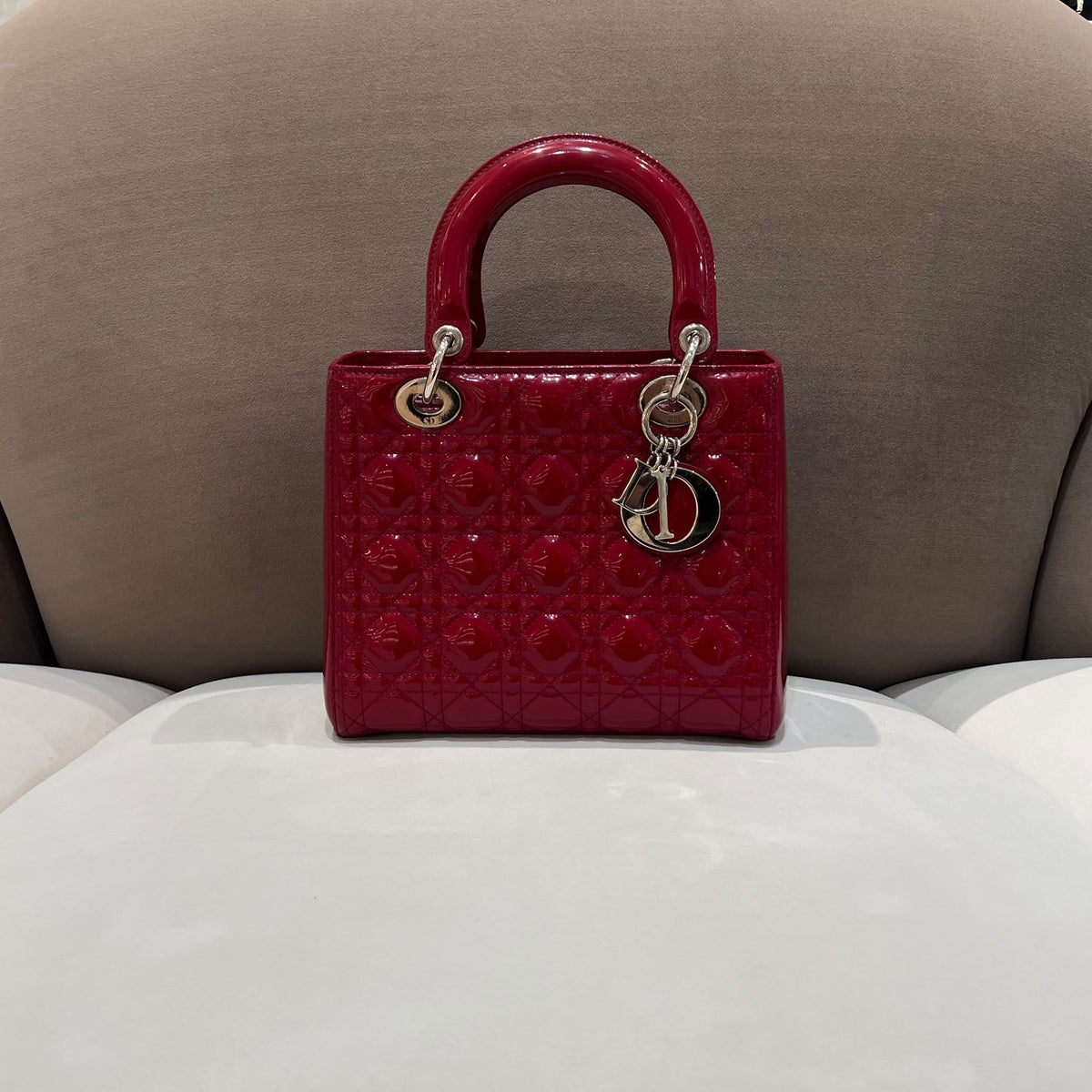 Christian Dior Lady Dior Red Cannage Small Bag - front view