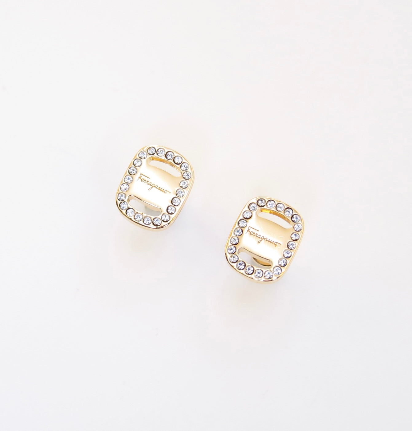 Ferragamo Vintage Vara Rhinestone and Golden Earrings