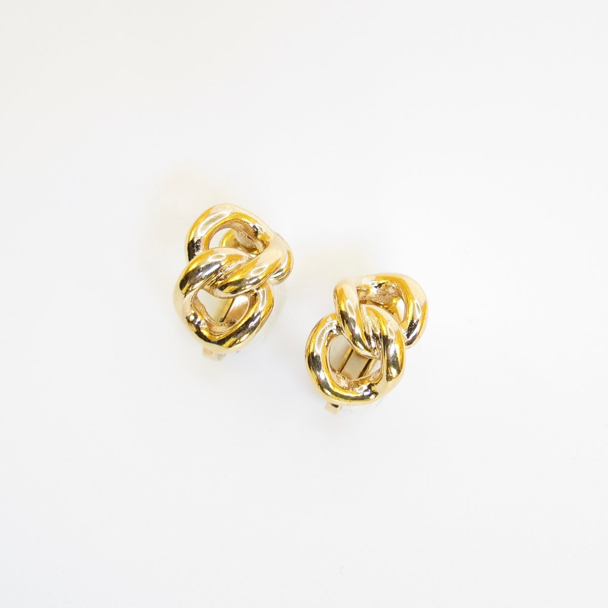 Christian Dior Vintage Twisted Knot Gold-Tone Clip-On Earrings