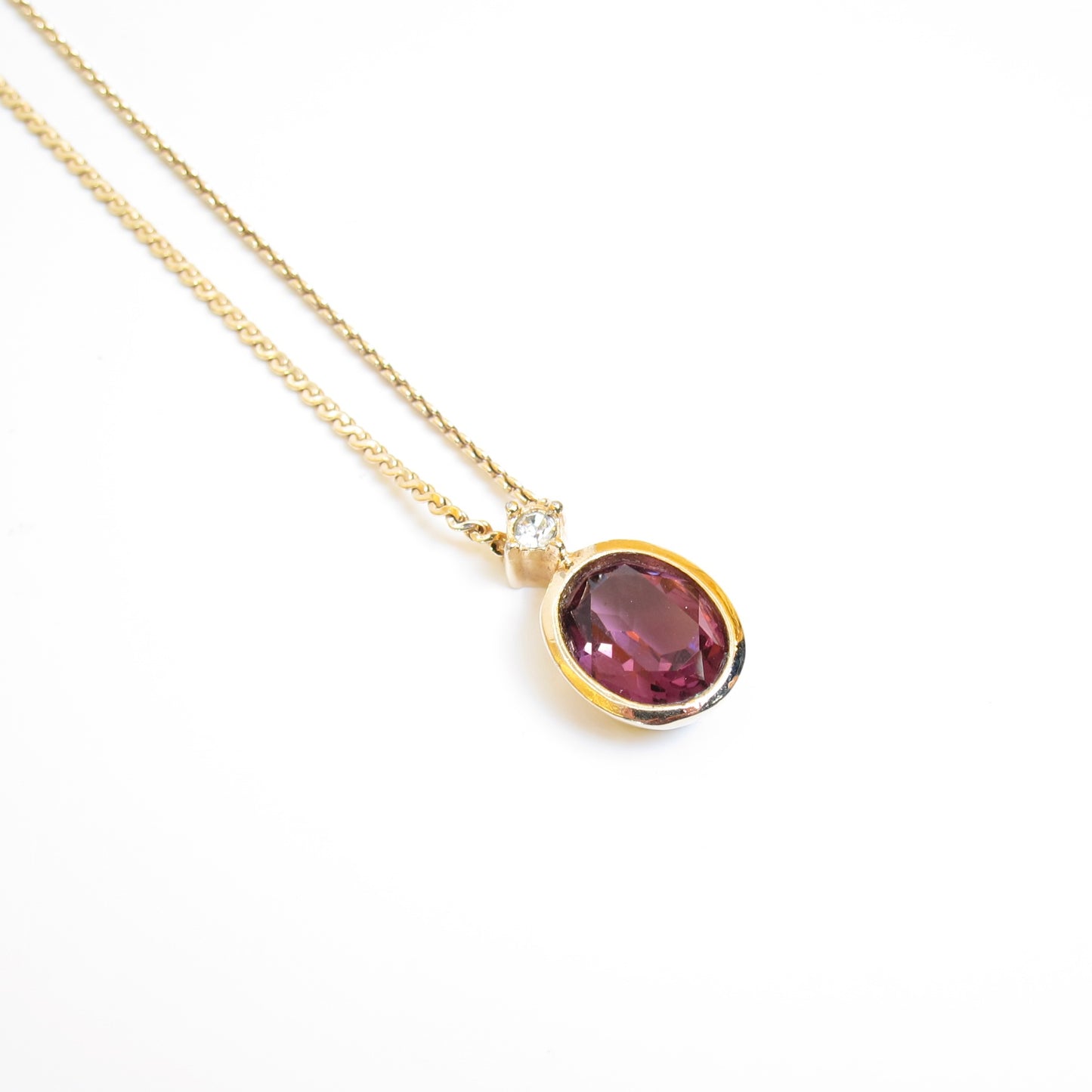 Christian Dior Vintage Plum Color Stone Golden Necklace